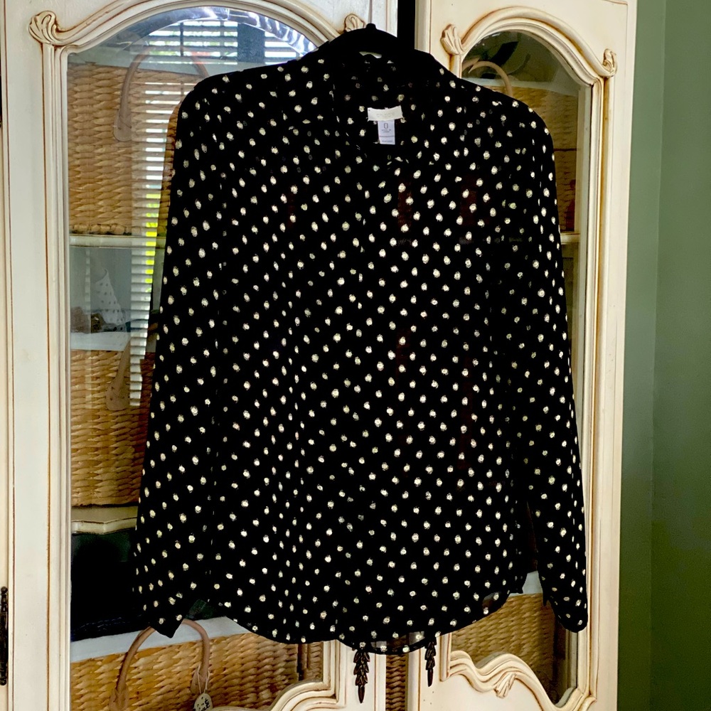 Chicos Polka Dot Black and Gold Women's Top